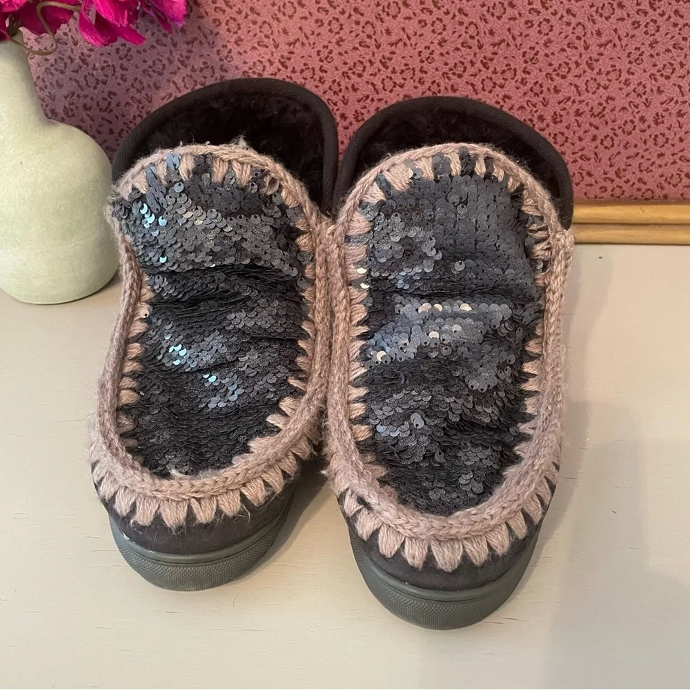 MOU WOMAN ANKLE SEQUIN BOOTS  BOOTIES WINTER Size 6-7